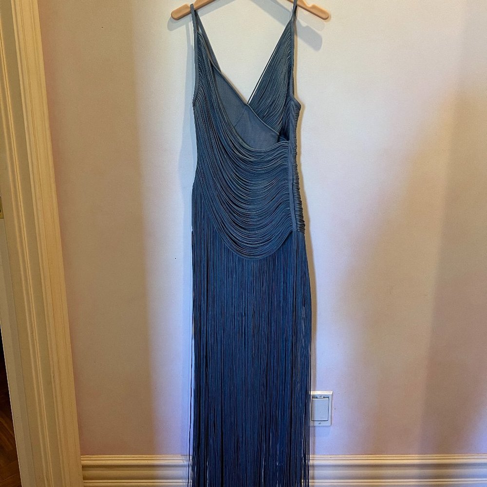 Herve Leger Draped Fringe Grown Gray
